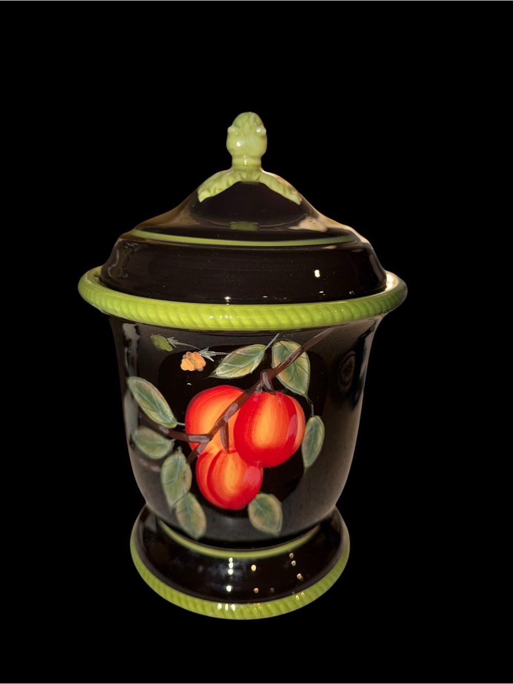Vintage Certified International Susan Winget Hand Painted Peach Canister